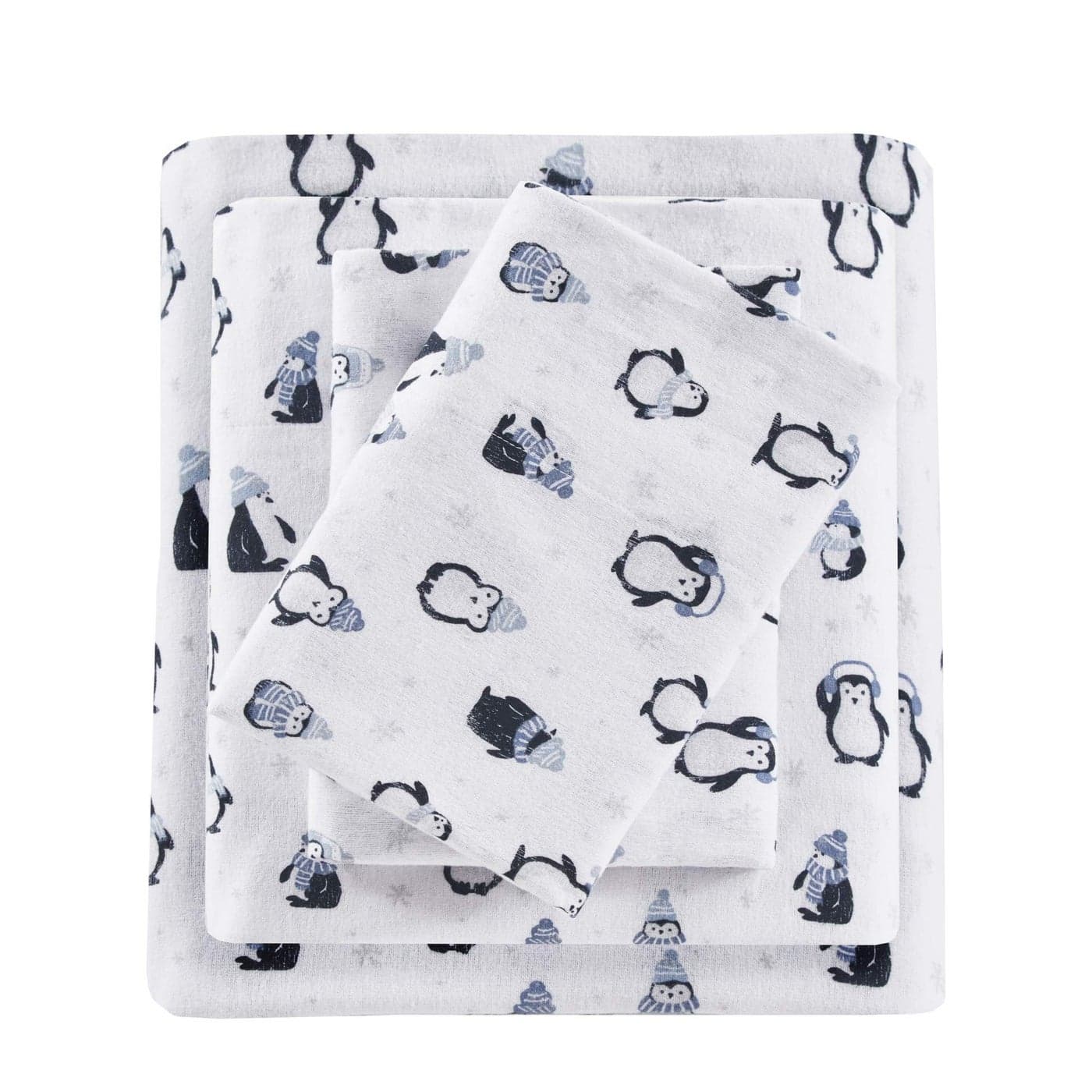 Intelligent Design Cozy Soft 100 Cotton Flannel Print Animals Stars Cute Warm Ultra Soft Cold Weather Sheet Set Bedding Twin XL Blue Penguins 3 Piece