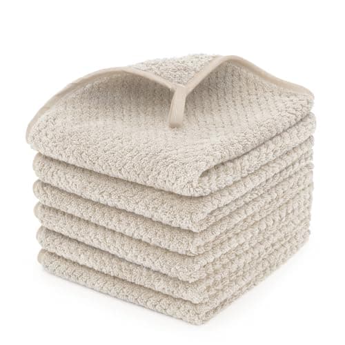 MaopaoBeauty 6 Piece Washcloth Set Set100 Microfiber Quick Dry Thick Soft Plush and Highly Absorbent Luxury Hotel Spa Bath Towel for Bathroom Pack of 6 Khaki