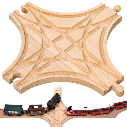 CroBlissful Wooden Train Track Accessories Forked Wooden Train Tracks Expansion Multi Way Switch Track for Most Major Brand Railway Set