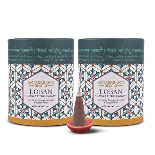 Sacred Life Dry Dhoop LOBAN Cones | Pack of 2 | Contains- 80 Incense Cones | Burning Time 35 Minutes | Low Smoke Dhoop for Pooja | 100% Organic & Charcoal Free | Aromatherapy | Meditation | Yoga