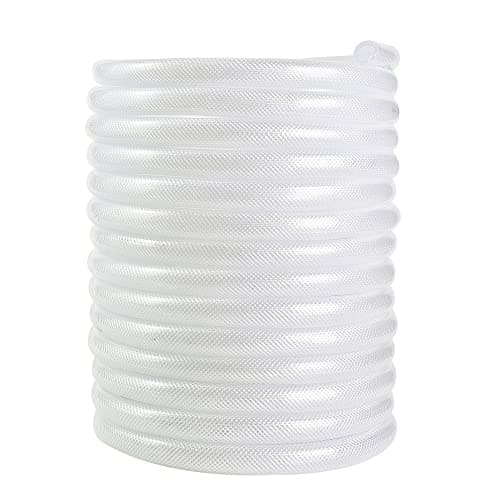 5/8’’ ID × 7/8’’ OD - 50 ft Clear Braided Hose Plastic Vinyl Tubing,High Pressure Flexible Reinforced PVC Tube for Transfer Water Air Oil, BPA Free & Non-Toxic