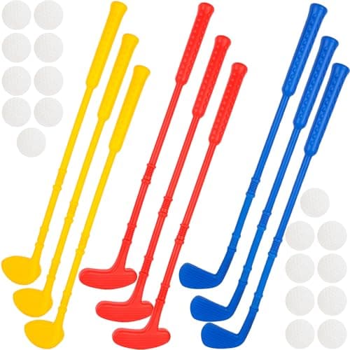 Spaluck Toddlers Plastic Golf Set Mini Golf Clubs for Kids Include 9 Golf Clubs and 18 Balls for Outdoor Indoor Birthday Christmas Party Gifts 3 Colors