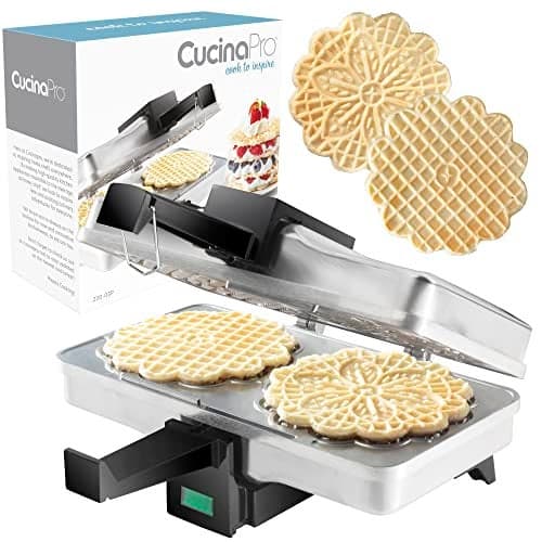 Pizzelle Maker Polished Electric Baker Press Makes Two 5Inch Cookies at Once Even Heating Must Have Party Baking Supplies Italian Dessert Treat Making with Recipe Guide Valentines Gift for Her