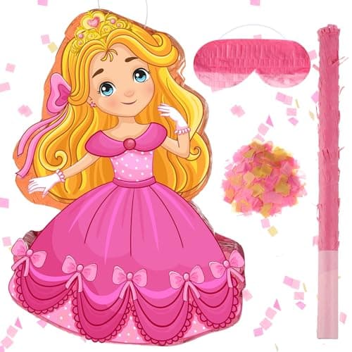Threan Princess Piata Fairy Party Decorations Pink Ballet Piata Ballerina Birthday Game Set Party Supplies for Girl Theme Baby Shower Butterfly Birthday Supplies DecorationPink Princess