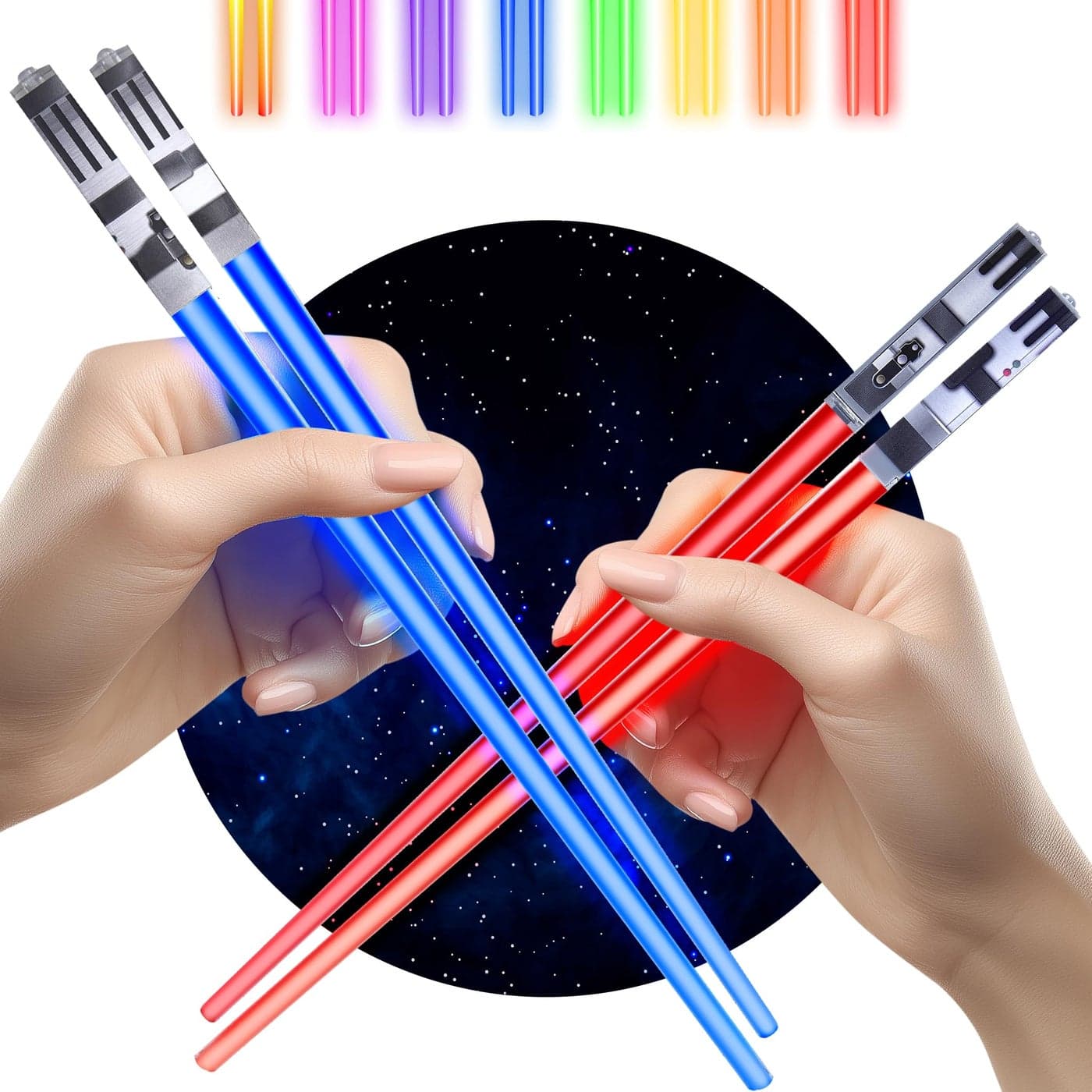 ChopSabers Lightsaber Led Light Up Chopsticks 2Pairs Blue Red