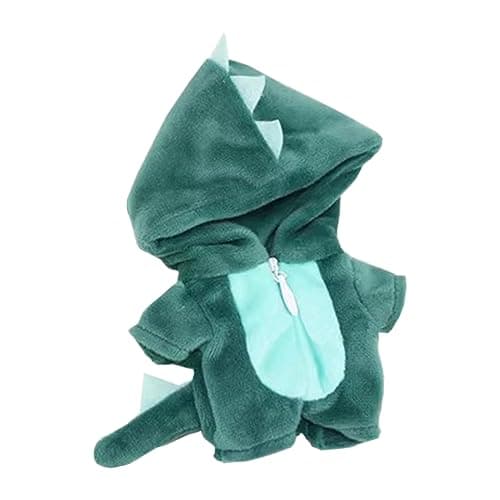 niannyyhouse 10cm Plush Doll Clothes Dinosaur Shark Onesies Loose Bodysuit Soft Stuffed Plush Toy Dress Up Accessories Green