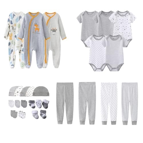 MAMIMAKA Newborn Layette Gift Set 27Piece Baby Girl Clothes Bodysuits Pants Essentials and Accessories 06Months