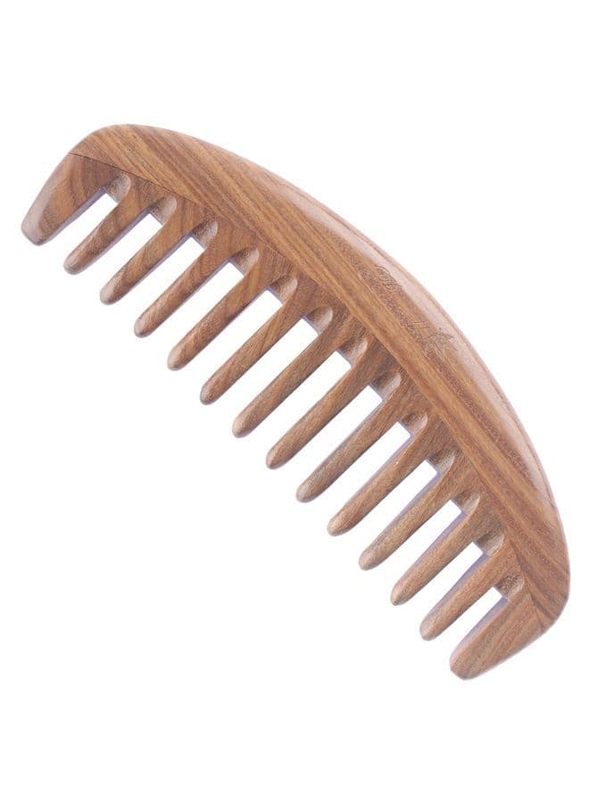 Wide Tooth Hair Comb - Natural Detangling Wooden Comb for Curly Hair - No Static Sandalwood Comb for Women and Men
