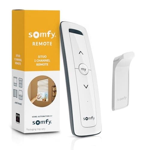 Somfy Remote Situo 1 Pure – 74300 RTS Single Channel Remote Control for 1 Motorized Shade or Group – RTS Only (Not Zigbee/Wi-Fi/Z-Wave) – Includes Wall Holder – Elegant White