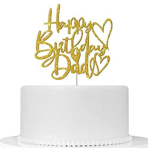 Happy Birthday Dad Cake Topper Dad Fathers Bday Cake Decoration Happy Birthday Daddy Decor Best Dad Ever Decoration Supplies Gold Glitter