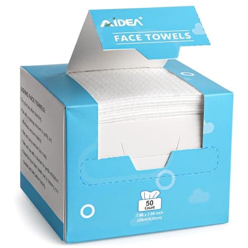 AIDEA Face Towels Disposable50Ct Facial Cleansing Wipes for Sensitive Skin Facial Towelettes for Makeup Removing Nursing Travel Dry Wipes Face Cloths