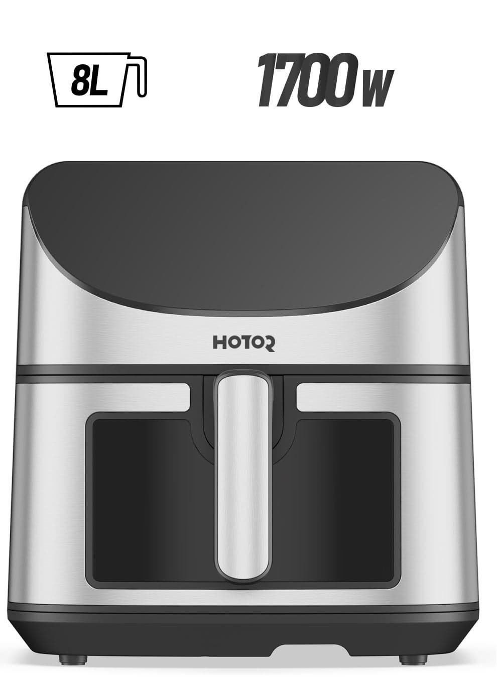 Air Fryer Essentials Vision, 8L Capacity, 8 Cooking Presets with Clear Window and Light, ProCyclone Technology,1700 Watts