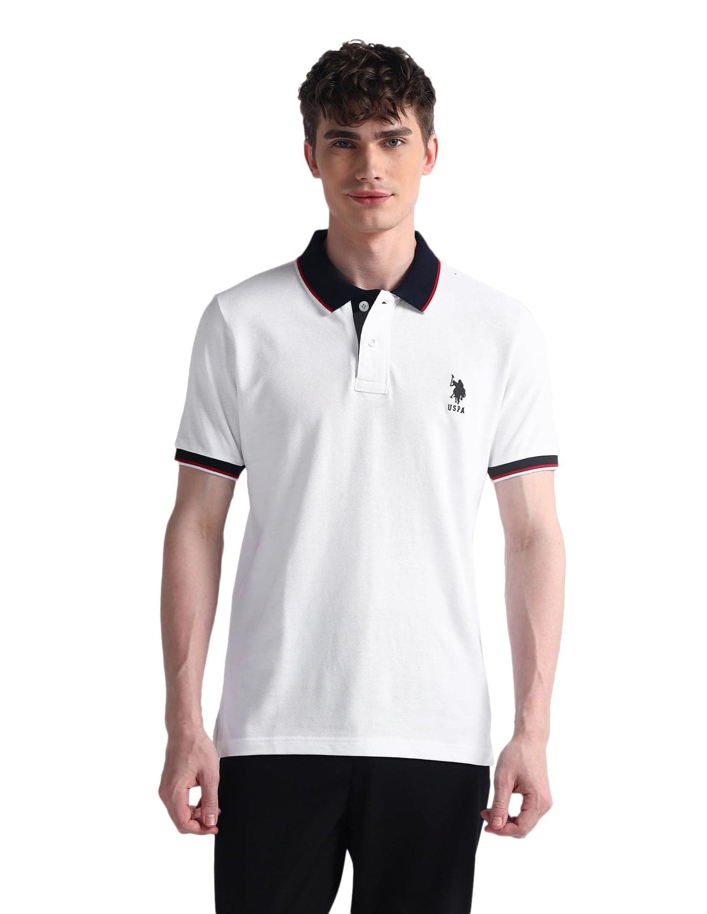 U.S. POLO ASSN. Solid Slim Fit Polo T Shirts for Men - 100% Cotton, Half Sleeve Mens Tshirt - XXL, White