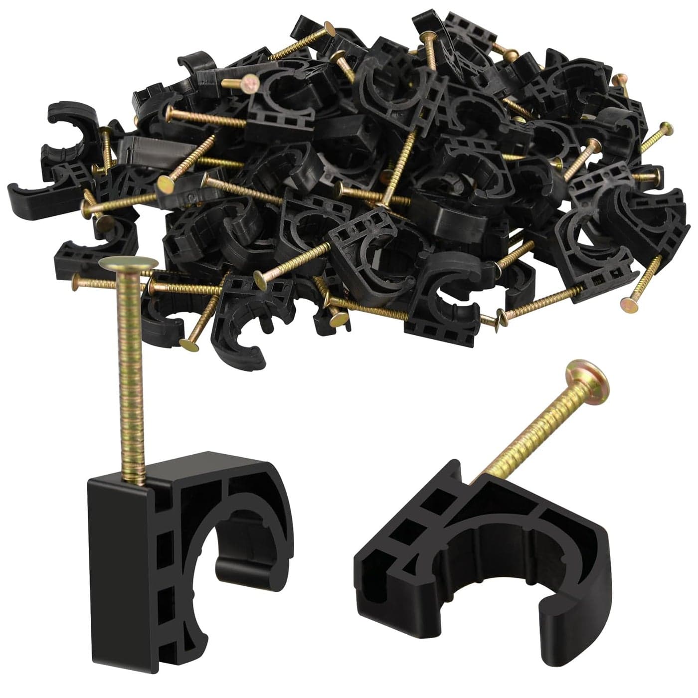 100 Pack 12 Half Clamps JHook with Nails Set J Clamps for PEX Copper CPVC Tubing Connections