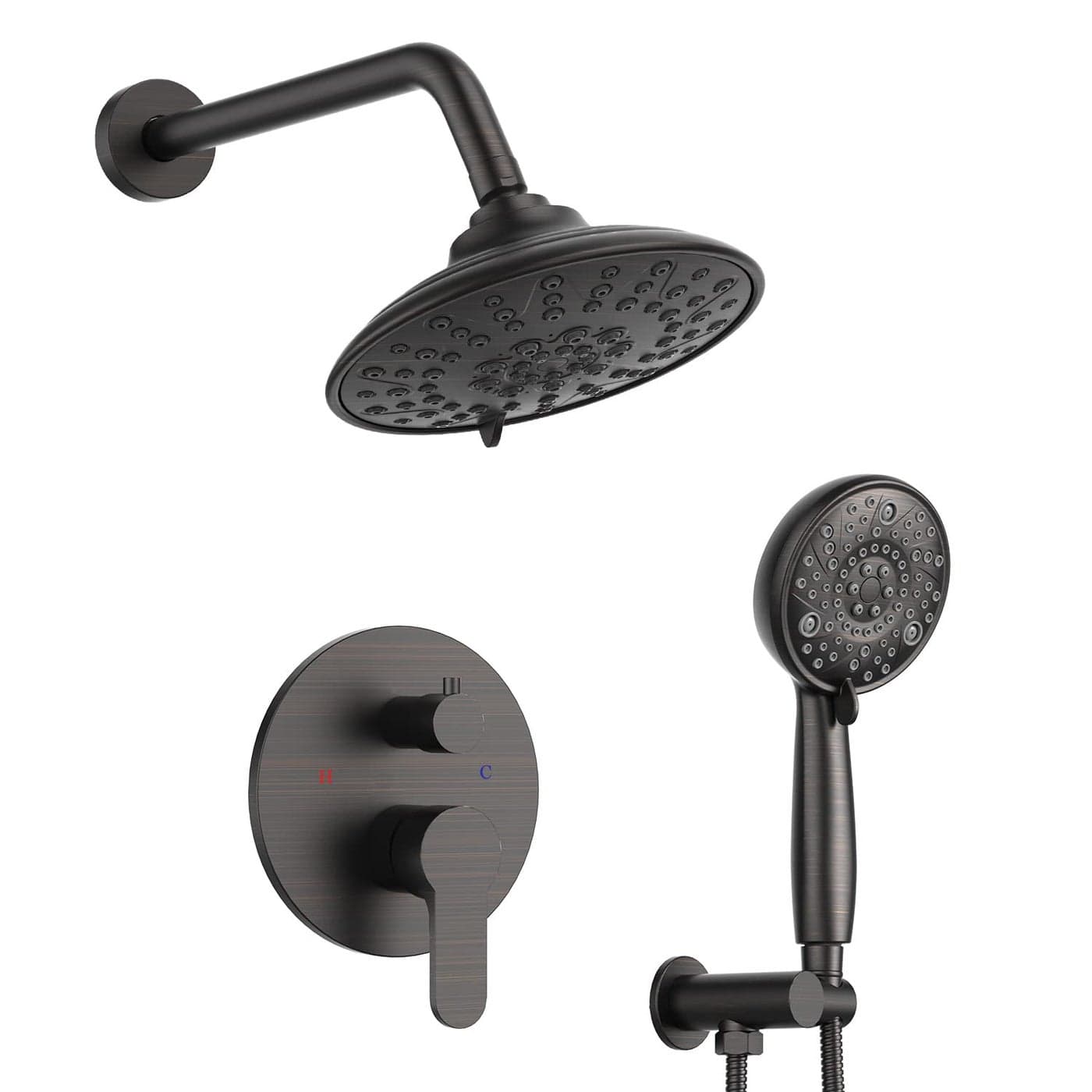 EMBATHER Shower Faucets Sets Complete with 3 Setting High Pressure Shower Head Bathroom Wall Mounted Rainfall Shower Fixtures with 8Mode Handheld Spray Oil Rubbed Bronze