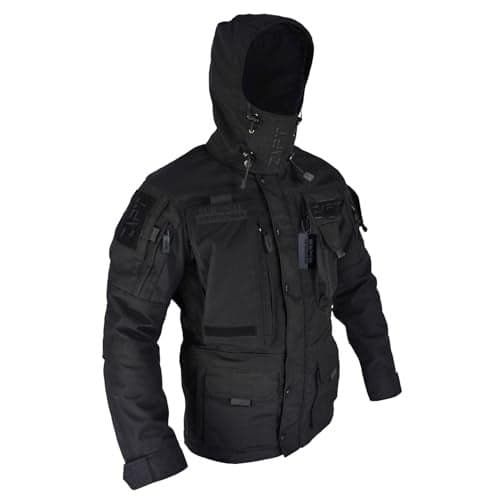 ZAPT Mens Outdoor Tactical Jacket Detachable Hooded Coat Heavy Duty Molle Military Outerwear Shell With Cargo Pocket Large Solid Black