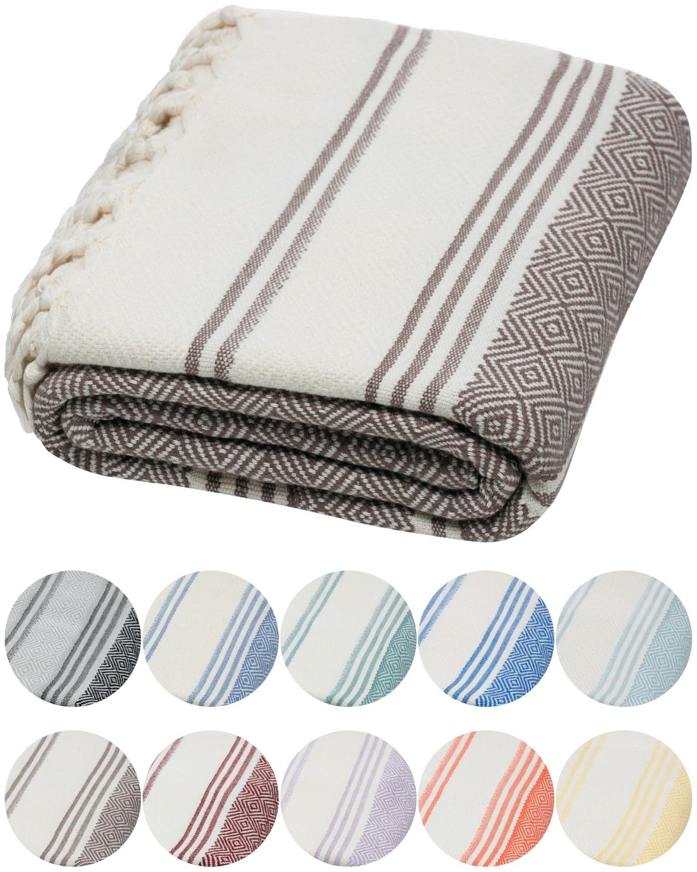 DEMMEX Organic Diamond Turkish Bath Beach Towel 100 OekoTEX Certified Turkish Cotton UltraSoft QuickDry Lightweight Compact Oversized Luxury Peshtemal Towel Prewashed 71x36 Brown