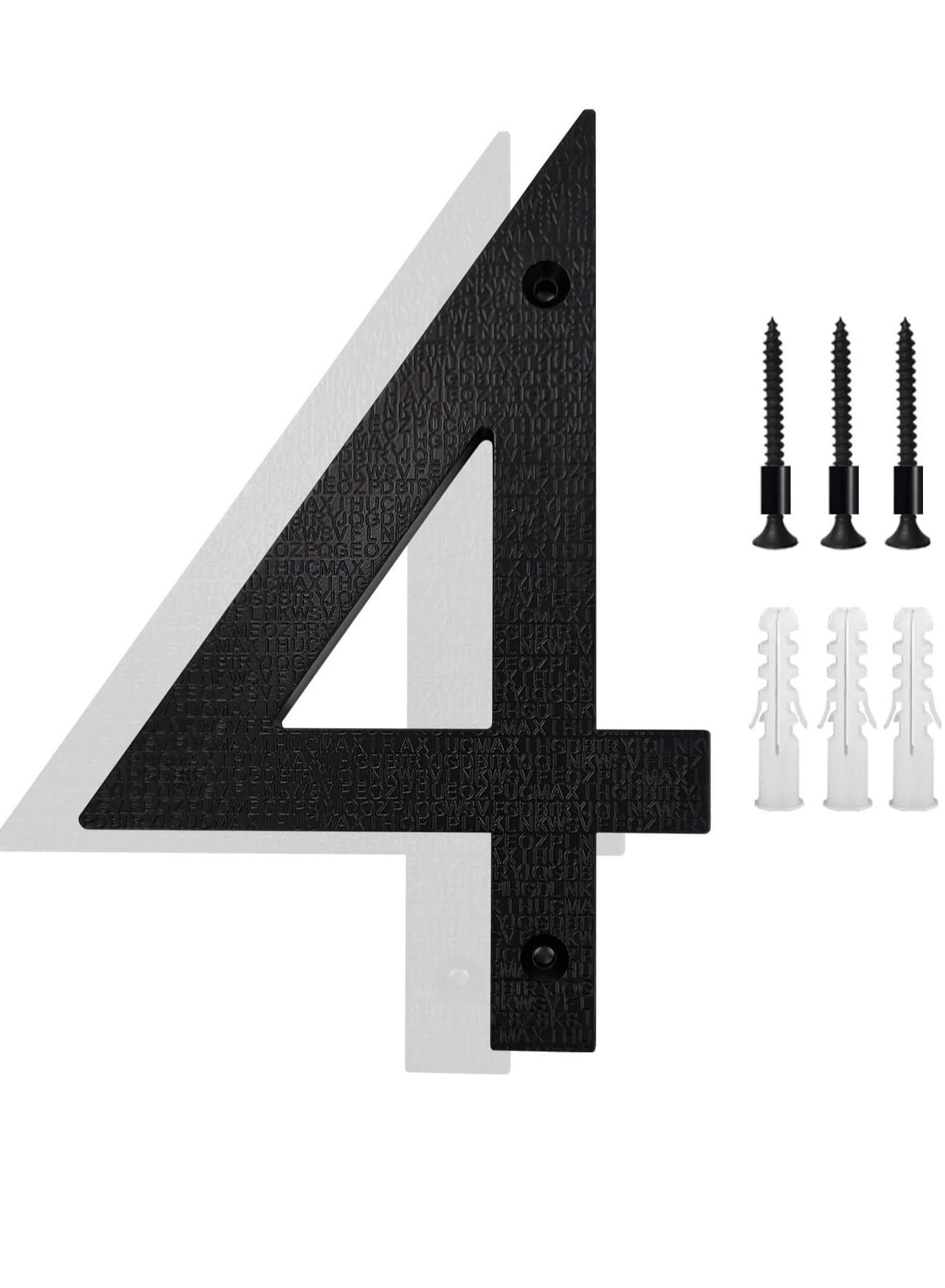 8 inch Floating House Numbers for Outside Large Black Anti-Rust Home Number with Nails Kit and Template Easy to Be Mounted for Exterior House Address Garage Gate Street Farmhouse Number 4