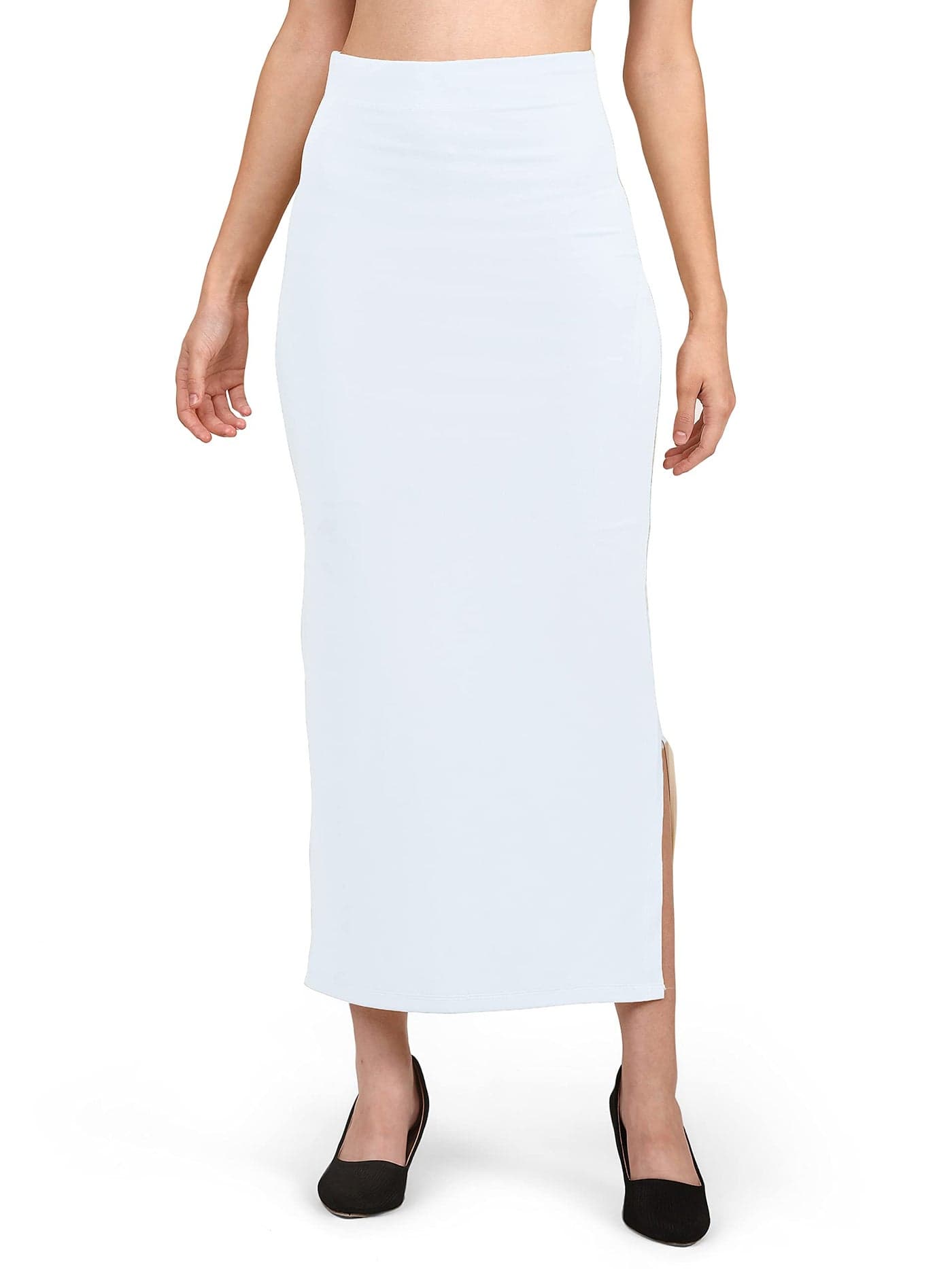Mehrang Stretchable Saree Shapewear Petticoat for Women, Cotton Blended,Petticoat,Skirts for Women,Shape Wear Dress for Saree White