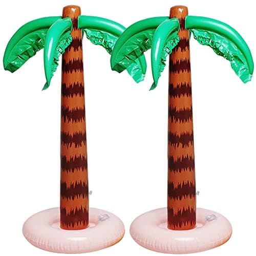 Inflatable Palm Tree Decoration 2 Pack Jumbo Coconut Trees Beach Backdrop Favor Tropical Blow Up Hawaiian Summer Party Decor for Hawaiian Luau Party Decoration