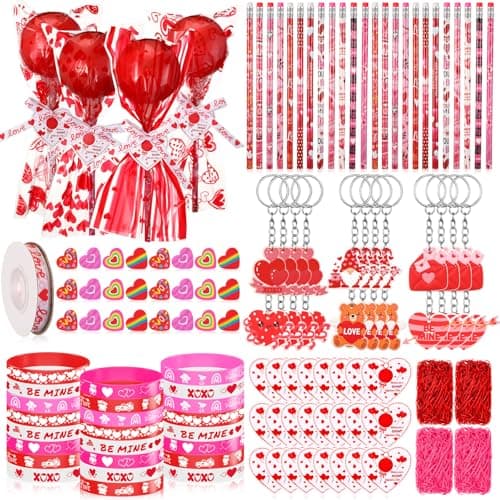 Tinlade 173 Pcs Valentines Classroom Gifts Valentine for Class Valentines Day Lollipop Gifts Bulk Valentine Gift for Kid Classroom School Valentines Party Favors Goodie Bags Exchange Treats 24 Set