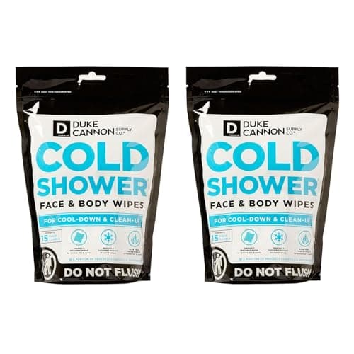 Duke Cannon Cold Shower Cooling Field Towels – Menthol Body Wipes for Men, No Rinse Face & Body Cleansing Wipes, 15 Individually Wrapped Towels (2 Pack)