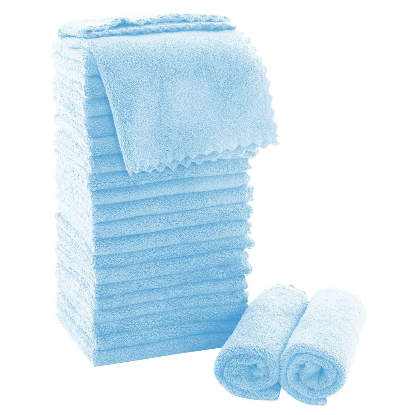 MOONQUEEN Ultra Soft Premium Washcloths Set 12 x 12 inches 24 Pack Quick Drying Highly Absorbent Coral Velvet Bathroom Wash Clothes Use as Bath Spa Facial Fingertip Towel Aquamarine