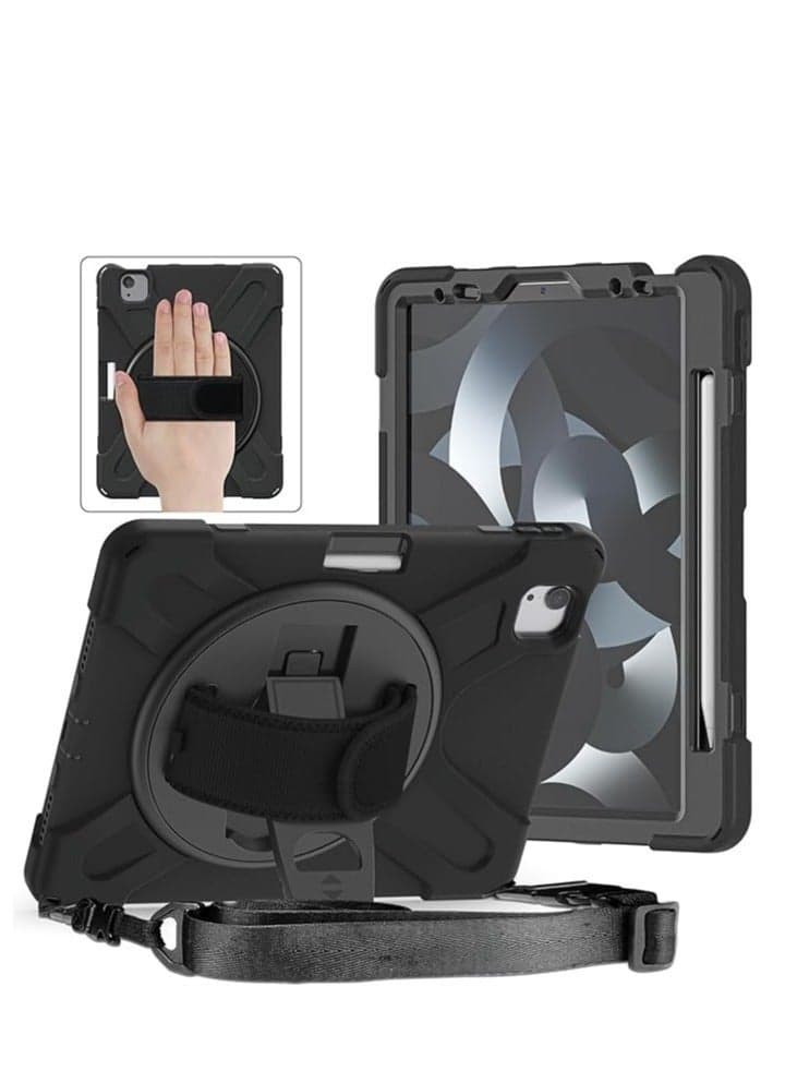 Kids Shockproof Case Compatible with iPad Air 13 inch (2024) M2, Heavy Duty Rugged Case with Hand Strap Kickstand and Shoulder Belt for iPad Air 13 Inch (Black)