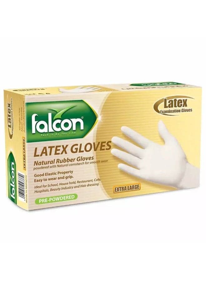 Latex Gloves, Natural Rubber Gloves, XL- 95pcs of Pre Powdered Gloves Best for Hair Dressing, School, Household, Restaurant