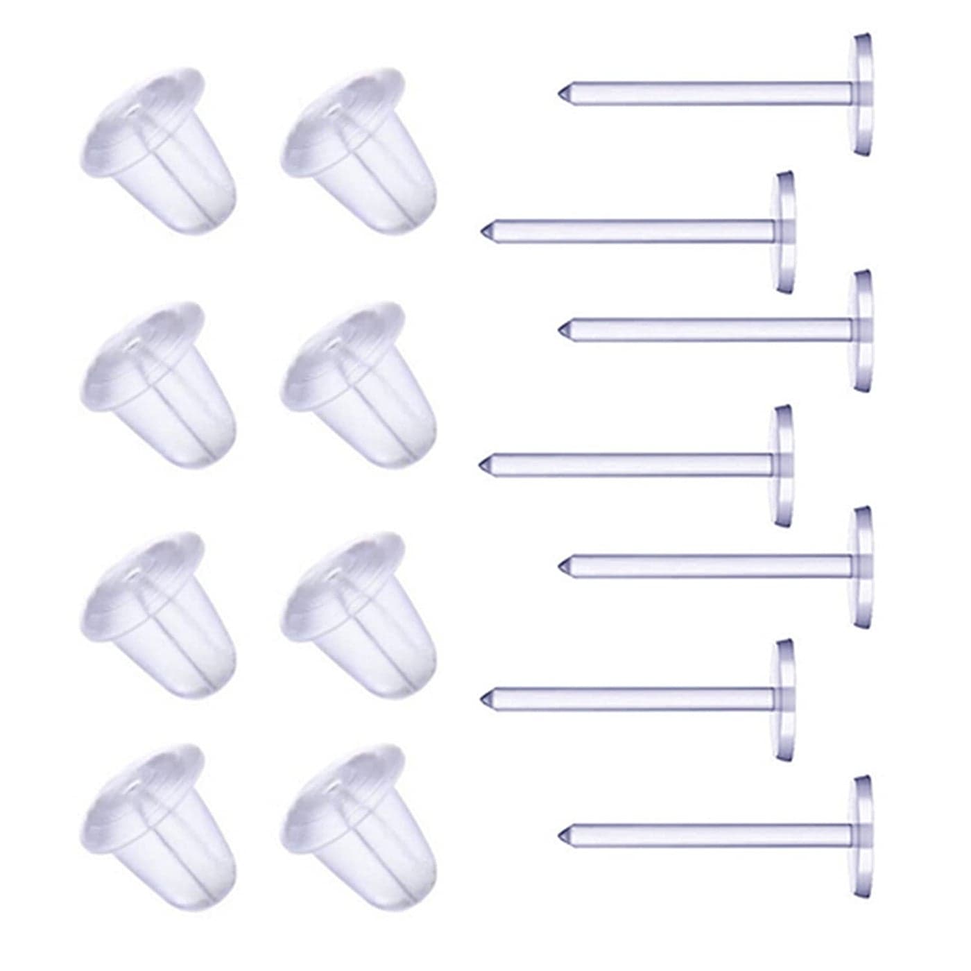 Plastic Earrings Clear Earrings Earring Posts and Earring Backs Silicone Stud 100 Pairs Back and Blank Pins Stud