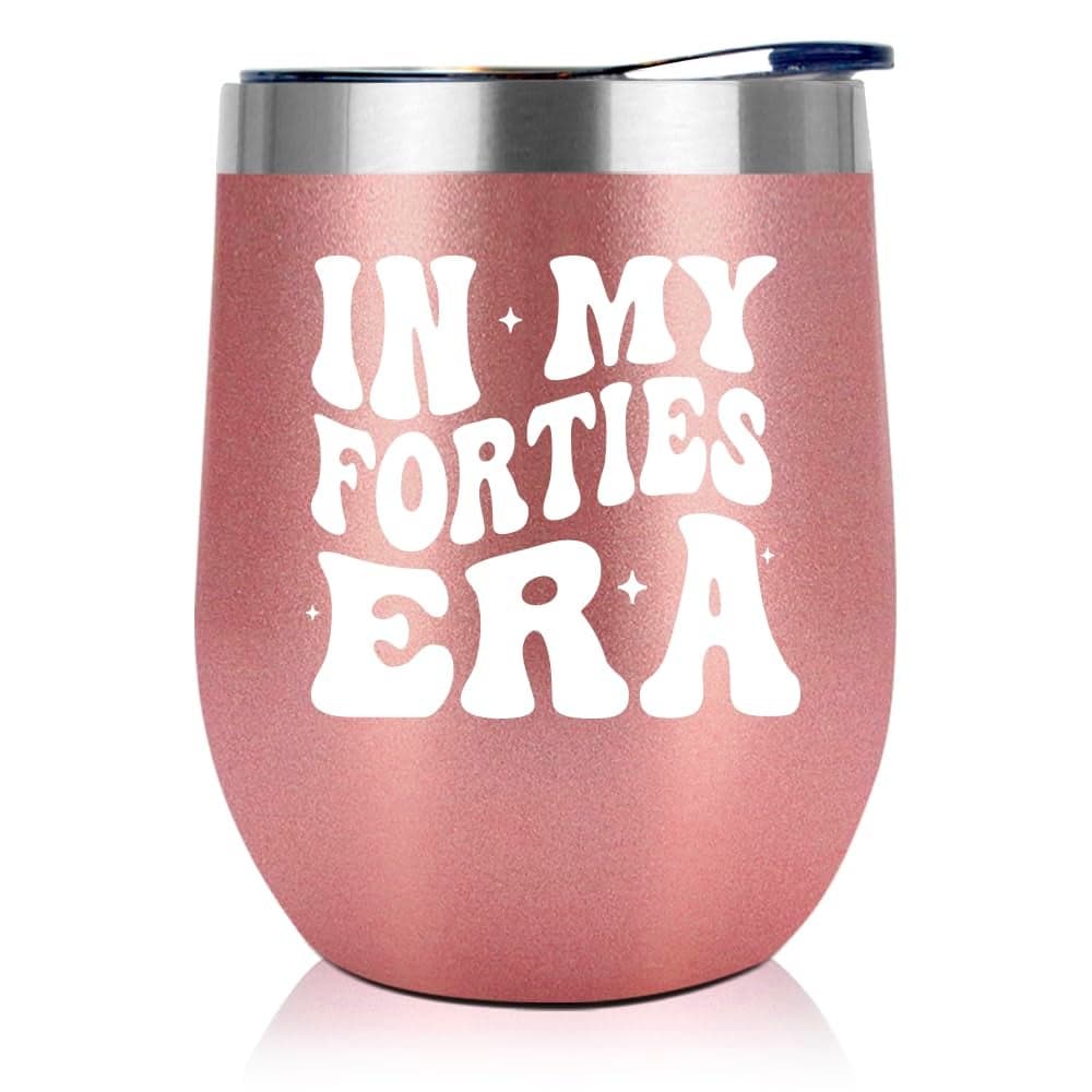 NewEleven 40th Birthday Gifts For Women 40s Birthday Decorations For Women 40 Year Old Gifts For Her Sister Mom Daughter Best Friend In My Forties Era Wine Tumbler 12 Oz Tumbler