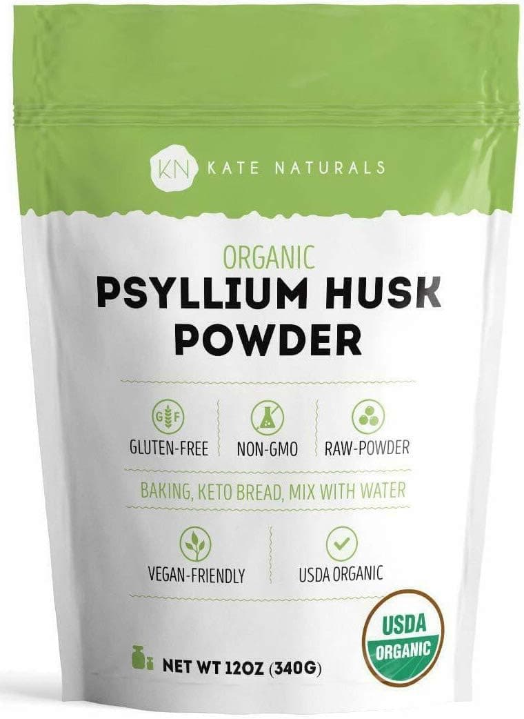 Kate Naturals Psyllium Husk Powder for Baking Fiber Digestion Psyllium Seed Powder for Dogs Cats 12oz Organic Gluten Free Pet Safe