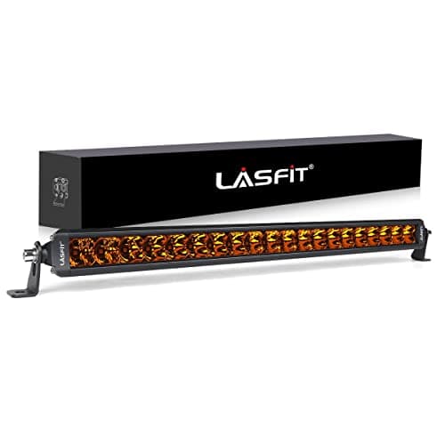 LASFIT 22 inch Amber Light Bar, Spot Flood Combo Beam, Single Row Yellow LED Bar for Off Road Driving Light, IP67 Waterproof for Truck Pickup SUV ATV UTV
