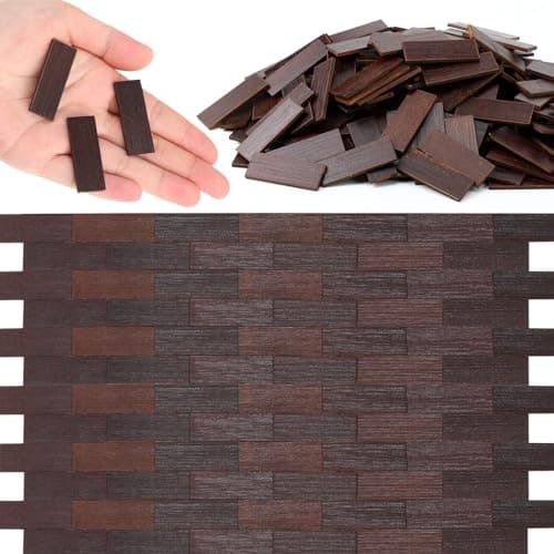 Burbell 400 Pcs Miniature Dollhouse Flooring 1 12 Scale Mini Wooden Dollhouse Floor Boards Geometric Bamboo Furniture for Model AccessoriesDark Brown