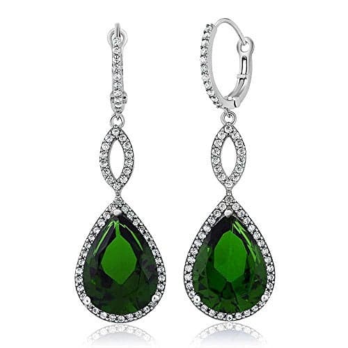 Gem Stone King 20.00 Cttw Long Drop Dangle Elegant Wedding Bridal Chandelier Teardrop Earrings for Women | 925 Sterling Silver | 2 Inch | Pear Shape 16X12MM | Fine Jewelry Gifts for Her Mom Women Wife