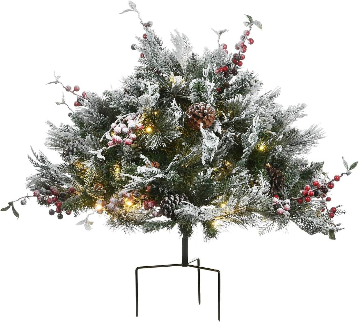 22 Snowy Bedford Urn Filler with Battery Operated LED Lights