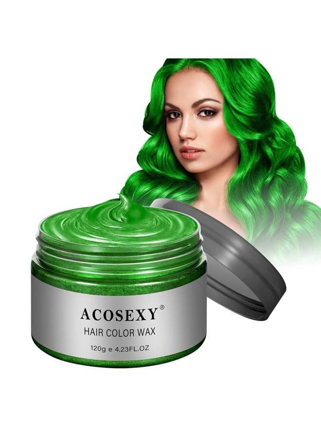 Green Temporary Hair Color Wax Dye, Halloween Pomade, Disposable Natural Strong Style Gel Cream Spray, Instant Hairstyle Mud for Party, Cosplay, Masquerade (Green)