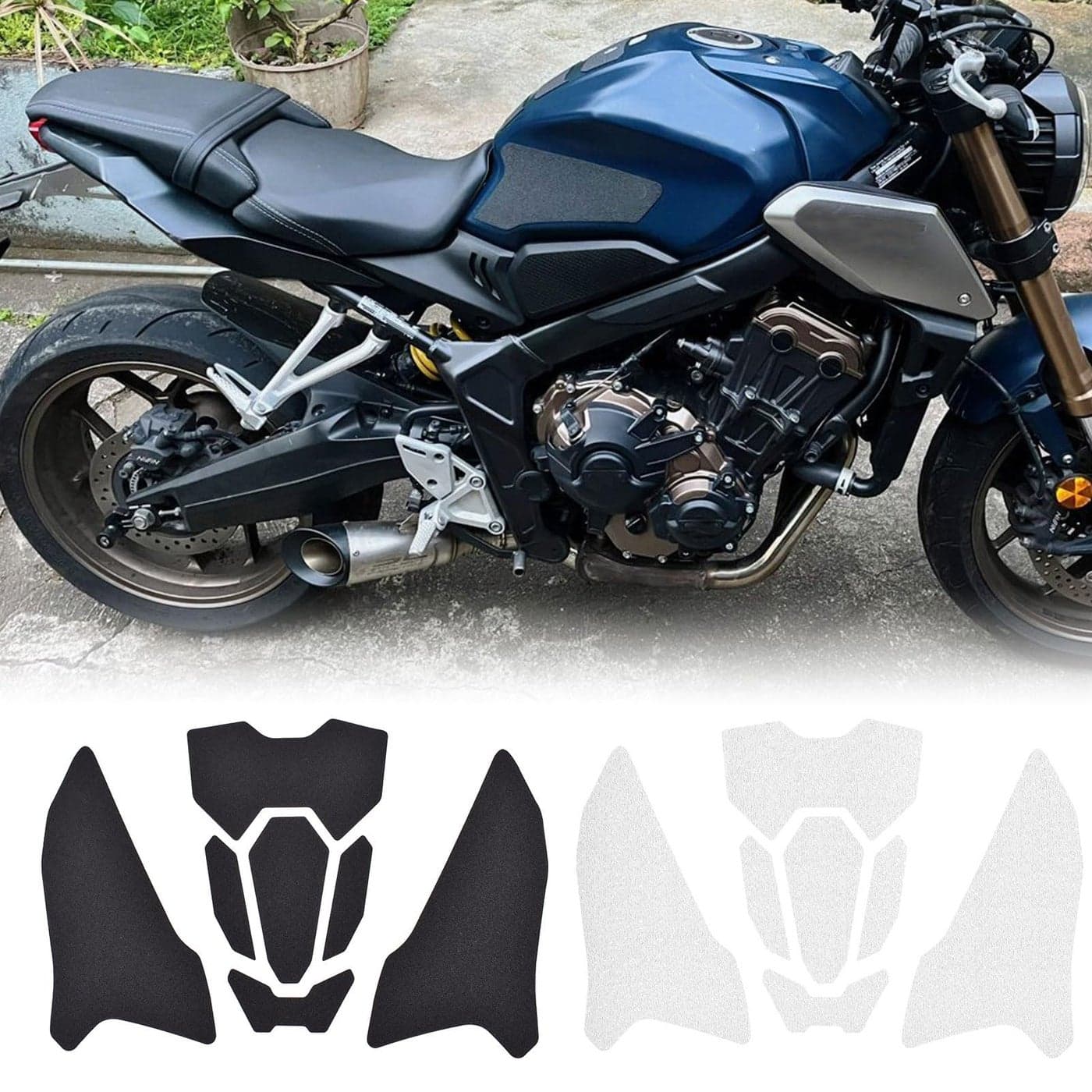 Midimttop Motorcycle Side Fuel Tank Pads Protector Stickers Decal Gas Knee Grip Traction Pad compatible for HONDA CB650RCBR650R Accessories 20192024 Black