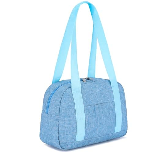 Mini Gym Bag for Women Girls 12 inch Small Gym Tote Lightweight Small Carry On Duffle Bag for Travel Sports Light Blue