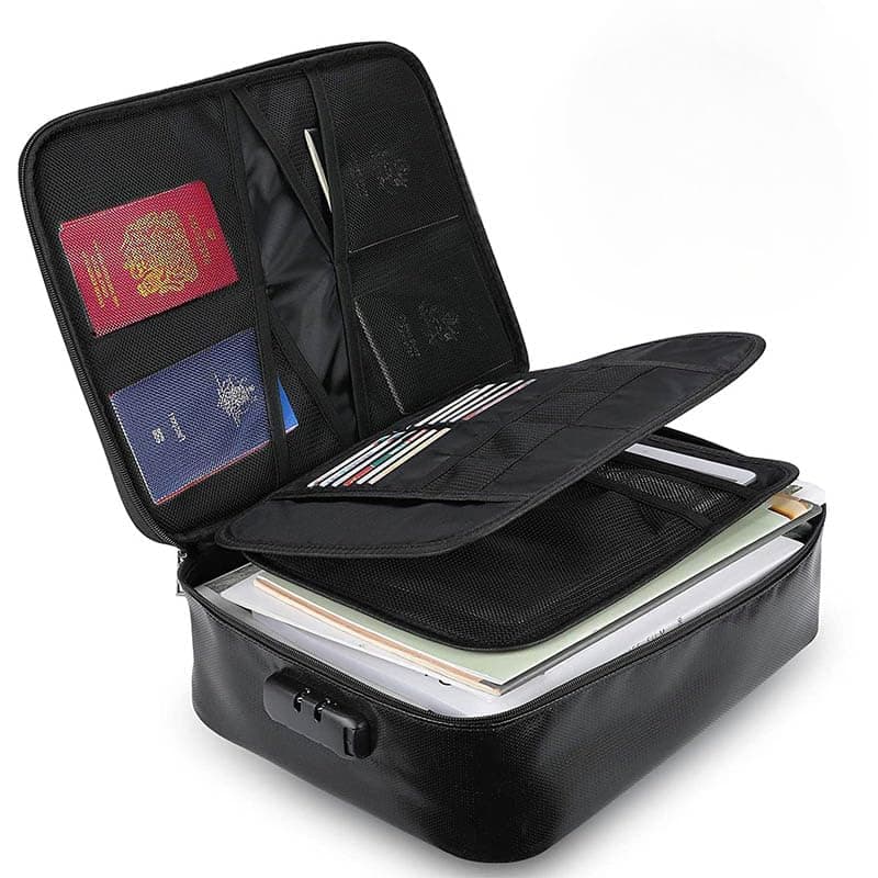 PEISAINOX Waterproof Document Organizer Bag with Lock Storage Bag Holder Bag Travel Pouch Bag for Certificate Multilayer File Holder for Office Home Files Bank Cards