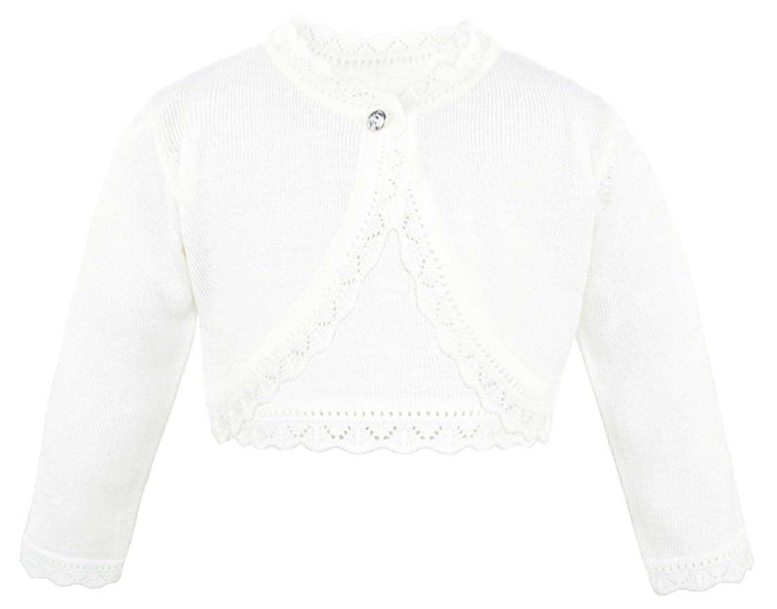 Lilax Little Girls' Knit Long Sleeve Button Closure Bolero Cardigan Shrug 5T Cream