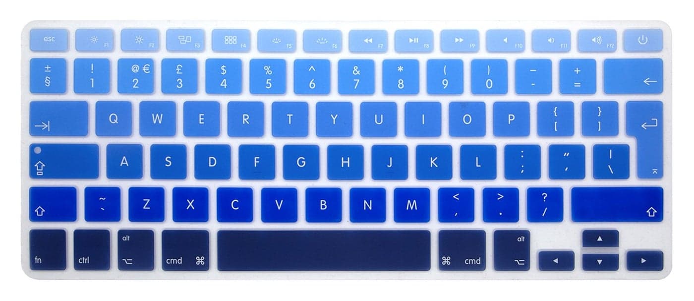 HRH English Silicone Keyboard Cover Skin for MacBook Air 13,for MacBook Pro 13/15/17 (with or w/Out Retina Display,2015 or Older Version),for iMac Older EU Layout Keyboard Protector-Ombre Blue