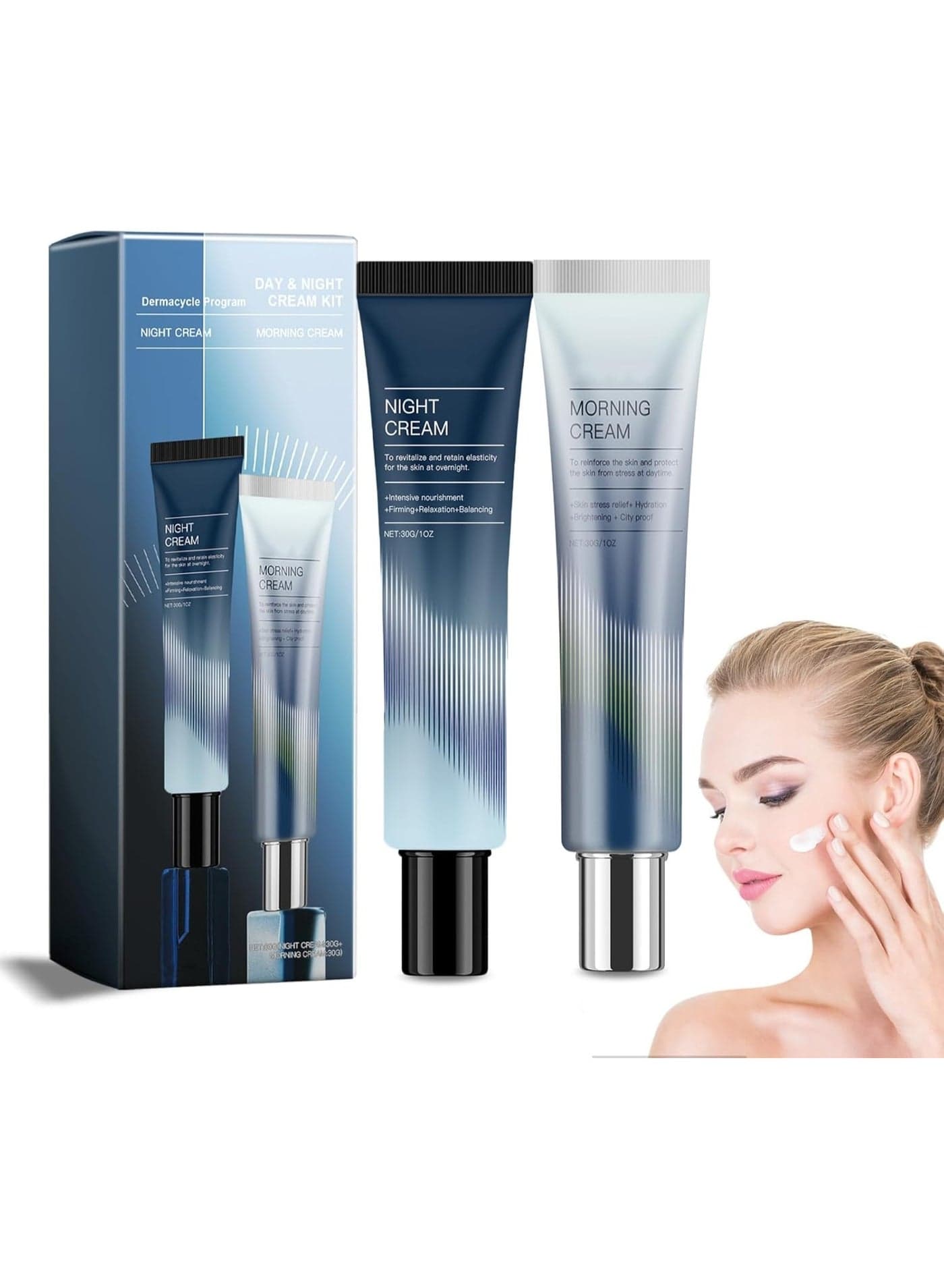 Day and Night Cream Set, Deep Moisturizing, Brightens Skin Tone, Reduces Fine Lines, Firming, Illuminating, Day and Night Cream Kit