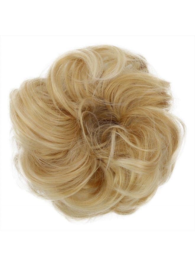 by PRETTYSHOP Hairpiece Scrunchy Updo Bridal Hairstyle Voluminous Slightly Wavy Messy Bun Light Blonde G15E