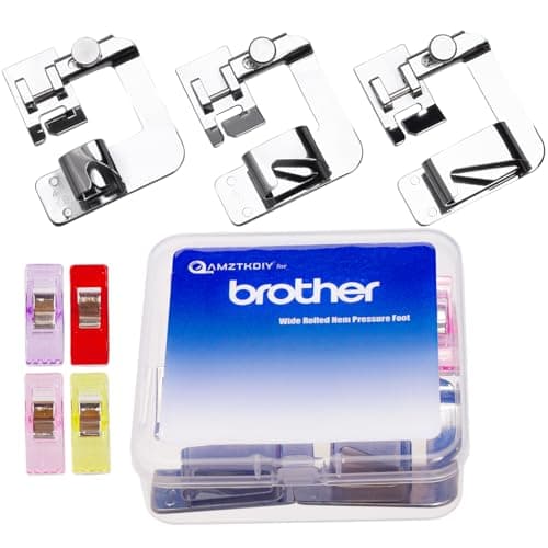 AMZTKDIY 3 Sizes Wide Rolled Hem Pressure Foot Presser Feet Hemmer Foot Set 12 Inch 34 Inch 1 Inch for Brother Singer Sewing Machine Supplies