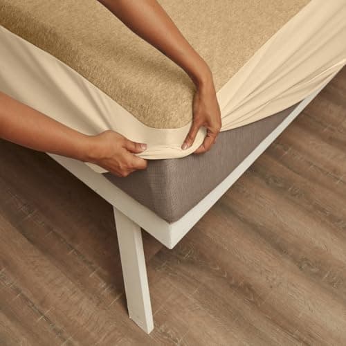 Wakefit Cotton Feel Ultra Soft Waterproof Mattress Protector | Breathable - Hypoallergenic Mattresses Cover 72" x 66" - Queen, Beige