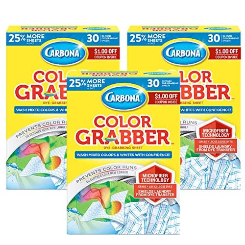 Carbona Color Grabber Protects Laundry From Color Runs or Bleeds Mix Whites Colors InWash Dye Grabbing Sheets 30 Count Per Box 3 Pack