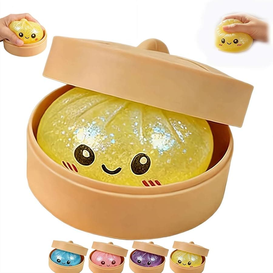 Yellow Glitter Dumpling Squishy Toy Stress Relief Sensory Squeeze Decompression Dough