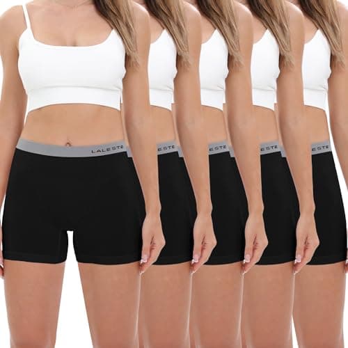 LALESTE Women's Cotton Boxer Briefs 3" Inseam Underwear Boy Shorts Panties 5 Pack