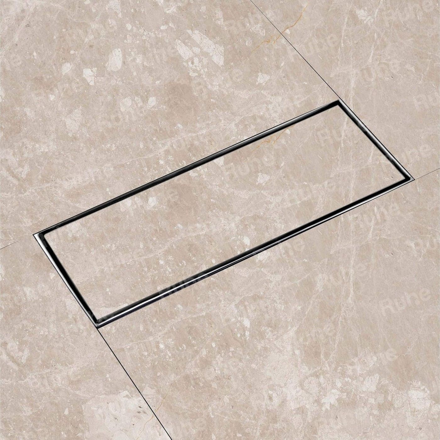 Ruhe® Marble Insert Shower Drain Channel | 18 x 5 Inches Waste Water Floor Drain for 21mm Marble | 304 Stainless Steel Invisible Shower Drain Channel | Drain Channel with Cockroach Trap and Side Hole